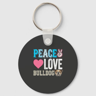 Peace Love Bulldogge Vektor Schlüsselanhänger