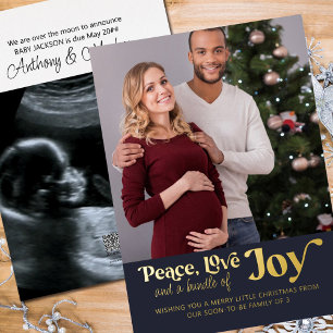 Peace Love Bundle of Joy 2 Foto Erwartung Folien Feiertagskarte