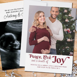 Peace Love Bundle of Joy 2 Foto Wir erwarten H Feiertagskarte