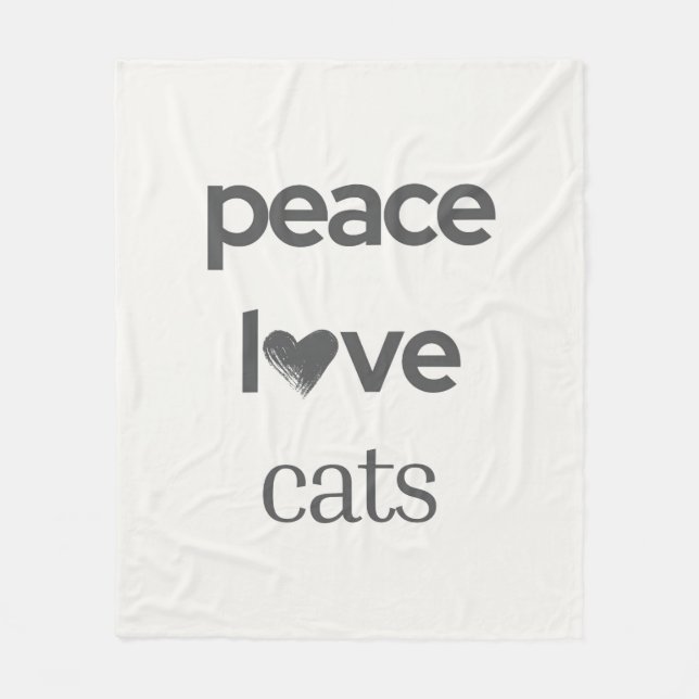 Peace Love Cats | Cat Mom Lover Modern Home Decor Fleecedecke (Vorderseite)