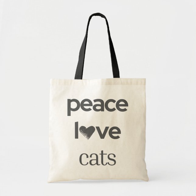 Peace Love Cats | Cat Mom Lover Modern Statement Tragetasche (Vorne)