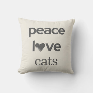 Peace Love Cats Creme Katzenliebhaber Modernes G Kissen