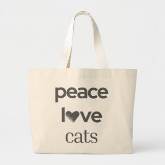 Peace Love Cats | Stylish Cat Lady Modern Graphic Jumbo Stoffbeutel