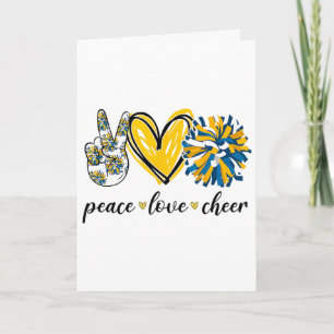 Peace Love Cheerleading Blau Gelb Karte