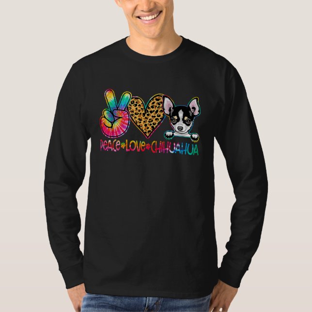 Peace Love Chihuahua Tie Dye Dog T-Shirt (Vorderseite)