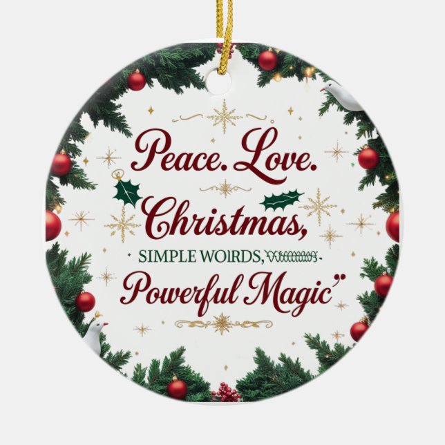 Peace Love Christmas Ceramic Ornament (Vorne)