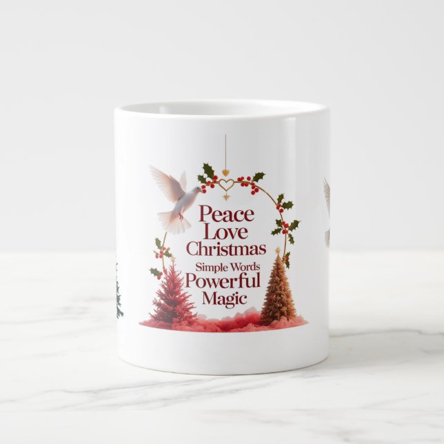 Peace Love Christmas Dove Mug – Specialty Jumbo  Jumbo-Tasse (Vorderseite)