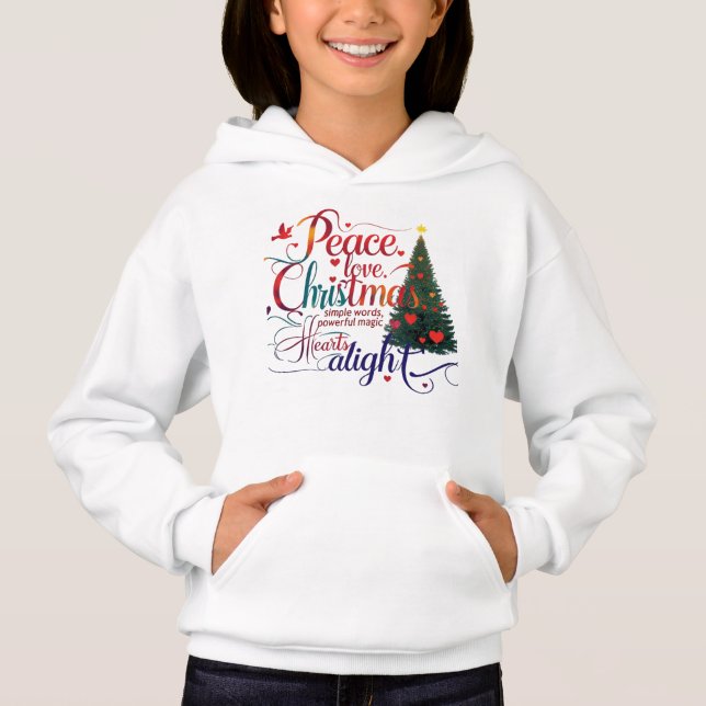 Peace Love Christmas Kinder Pullover Hoodie  (Vorderseite)
