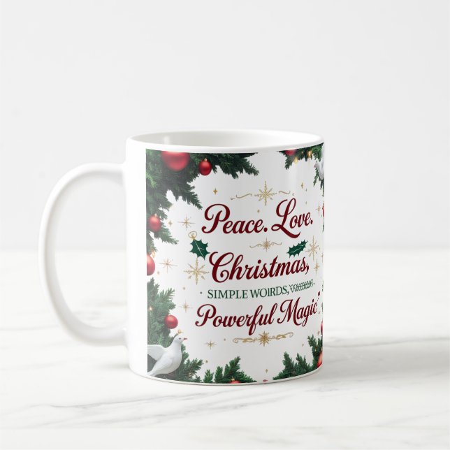Peace Love Christmas Two-Tone Mug  Kaffeetasse (Links)