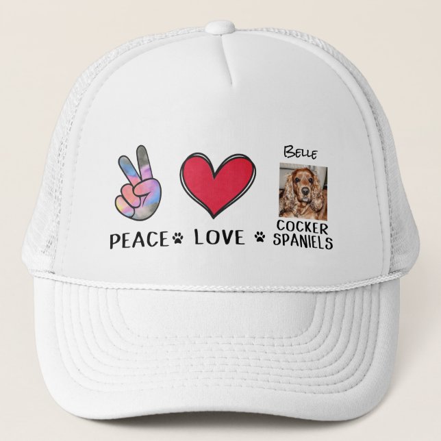 Peace Love Cocker Spaniels Dog Lovers Trucker Hat Truckerkappe (Vorderseite)