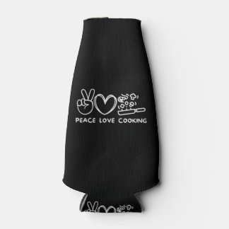 Peace, Love Cooking Retro Cooking Lover Chef Food  Flaschenkühler