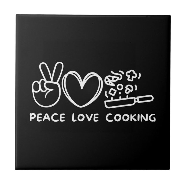 Peace, Love Cooking Retro Cooking Lover Chef Food  Fliese (Vorderseite)