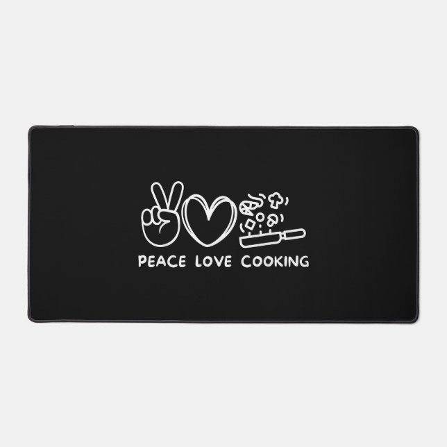 Peace, Love Cooking Retro Cooking Lover Chef Food  Schreibtischunterlage (Vorderseite)