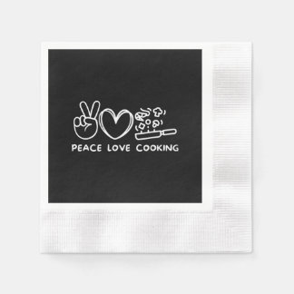 Peace, Love Cooking Retro Cooking Lover Chef Food  Serviette