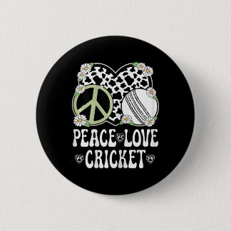 Peace Love Cricket Lover Cow Print Women Girls Cut Button