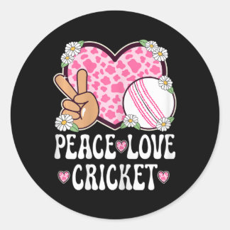 Peace Love Cricket Lover Cow Print Women Girls Cut Runder Aufkleber