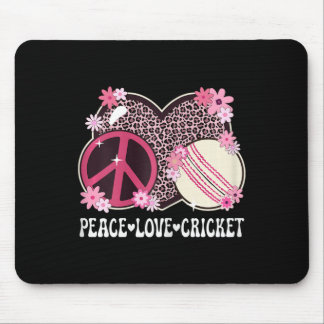 Peace Love Cricket Lover Leopard Print Women Girls Mousepad