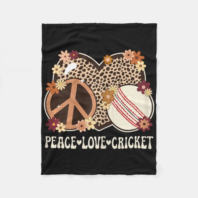 Peace Love Cricket Lover Outfit Cheetah Print Wome Fleecedecke (Vorderseite)