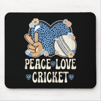 Peace Love Cricket Lover Outfit Cheetah Print Wome Mousepad