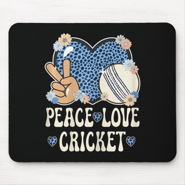 Peace Love Cricket Lover Outfit Cheetah Print Wome Mousepad (Vorne)