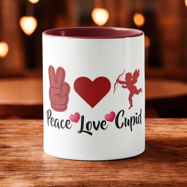 Peace Love Cupid - Süßer Valentinstagsengel Tasse (Von Creator hochgeladen)