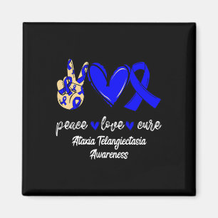 Peace Love Cure Ataxie Teleangiektasie Blaues Band Magnet