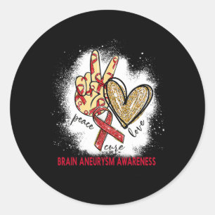 Peace Love Cure Bleached Brain Aneurysm Awareness Runder Aufkleber