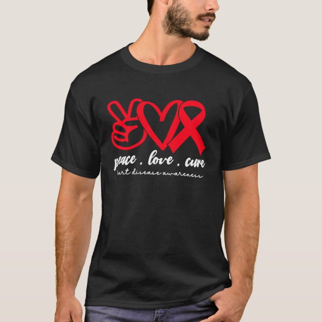 Peace Love Cure Heart Disease Awareness Month For  T-Shirt (Vorderseite)