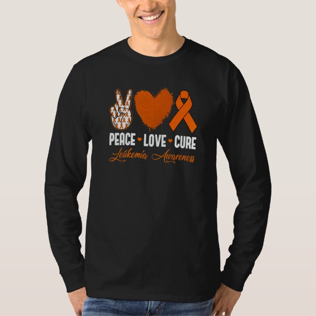 Peace Love Cure Leukemia Awareness Month Warrior W T-Shirt (Vorderseite)