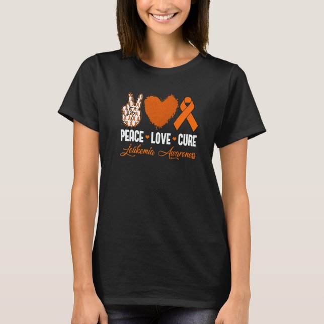 Peace Love Cure Leukemia Awareness Month Warrior W T-Shirt (Vorderseite)