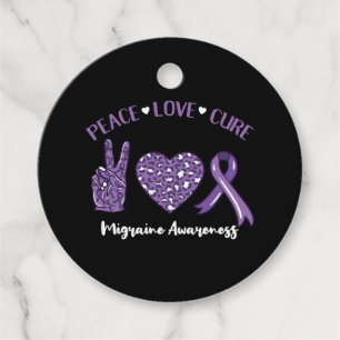 Peace Love Cure Migraine Awareness Ribbon Geschenkanhänger