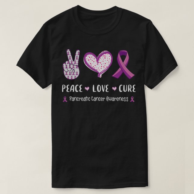 Peace Love cure Pancreatic cancer awareness men wo T-Shirt (Design vorne)