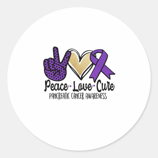 Peace Love Cure Pancreatic Cancer Awareness Runder Aufkleber (Vorderseite)