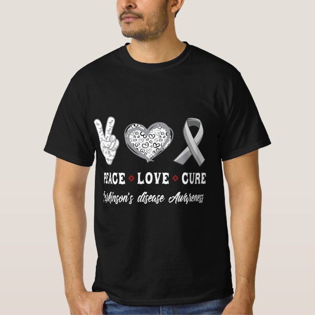 Peace Love cure Parkinson's disease awareness men  T-Shirt (Vorderseite)