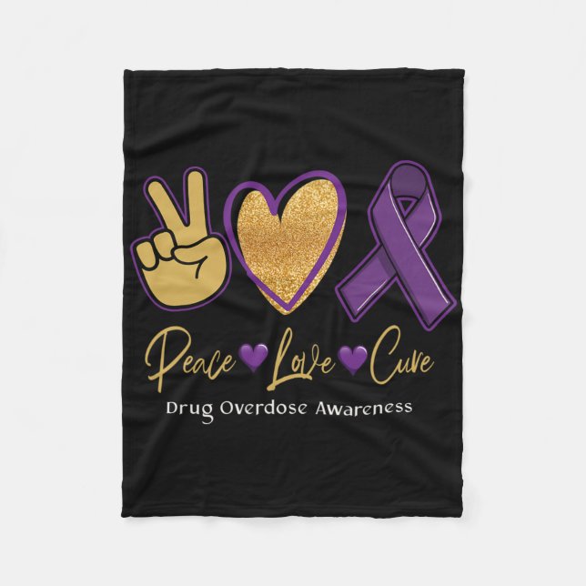 Peace Love Cure Purple Drogenüberdosis-Bewusstsein Fleecedecke (Vorderseite)