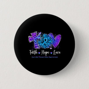 Peace Love Cure Türkis & Lila Sonnenblume Selbstmo Button