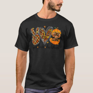 Peace Love Dachshund  Pumpkin Thanksgiving T-Shirt