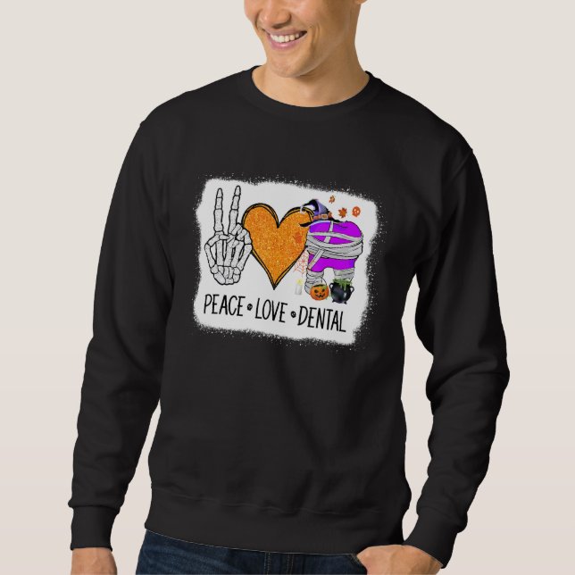 Peace Love Dental Leopard Detal Hygienist  Dentist Sweatshirt (Vorderseite)