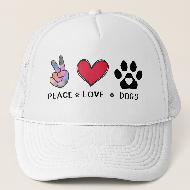 Peace Love Dog Lovers Trucker Hat Truckerkappe (Vorderseite)