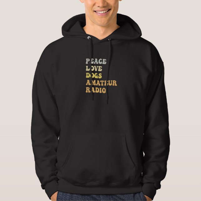 Peace Love Dogs Amateur Radio  Retro Hoodie (Vorderseite)
