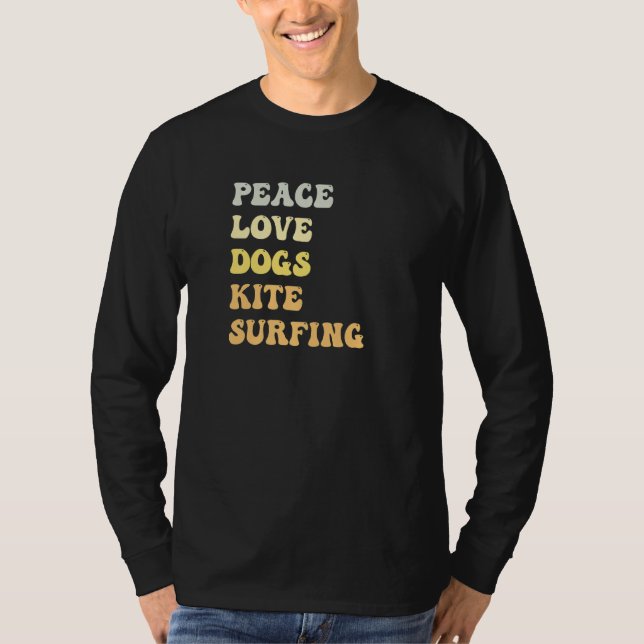 Peace Love Dogs Kite Surfing  Retro T-Shirt (Vorderseite)
