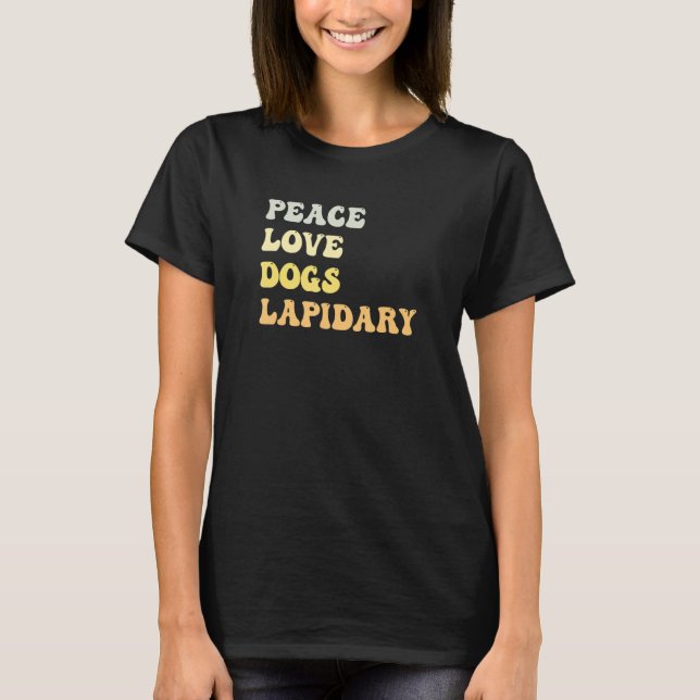 Peace Love Dogs Lapidary   Retro T-Shirt (Vorderseite)