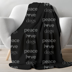 Peace Love Dogs Moderner Grafikliebhaber Schwarz Fleecedecke