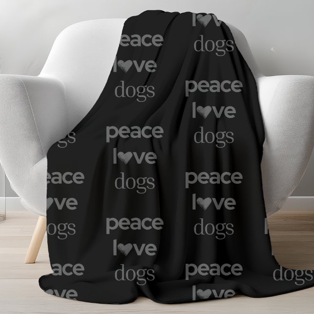 Peace Love Dogs | Moderner Grafikliebhaber Schwarz Fleecedecke (Von Creator hochgeladen)