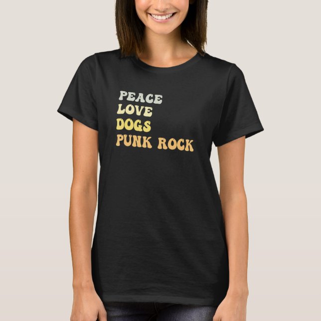 Peace Love Dogs Punk Rock   Retro T-Shirt (Vorderseite)