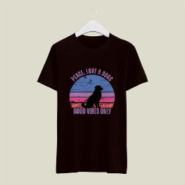 Peace, Love, Dogs T-Shirt, Retro-Sonnenuntergang T T-Shirt