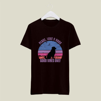Peace, Love, Dogs T-Shirt, Retro-Sonnenuntergang T T-Shirt