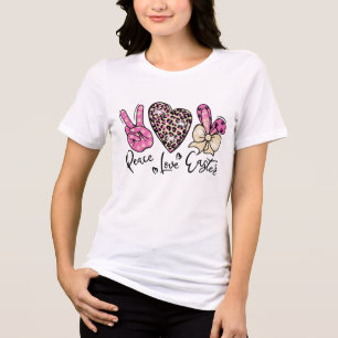 Peace Love Easter Cute Modern Purple Girly Tri-Blend Shirt