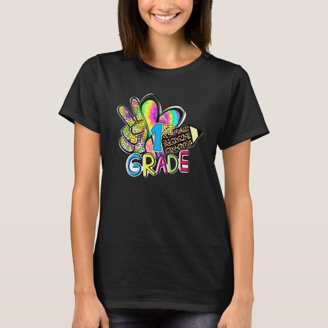 Peace Love First Grade Grade Teacher Team 1st Grad T-Shirt (Vorderseite)