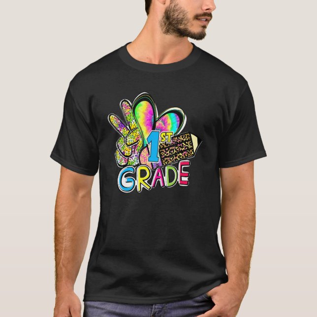 Peace Love First Grade Grade Teacher Team 1st Grad T-Shirt (Vorderseite)